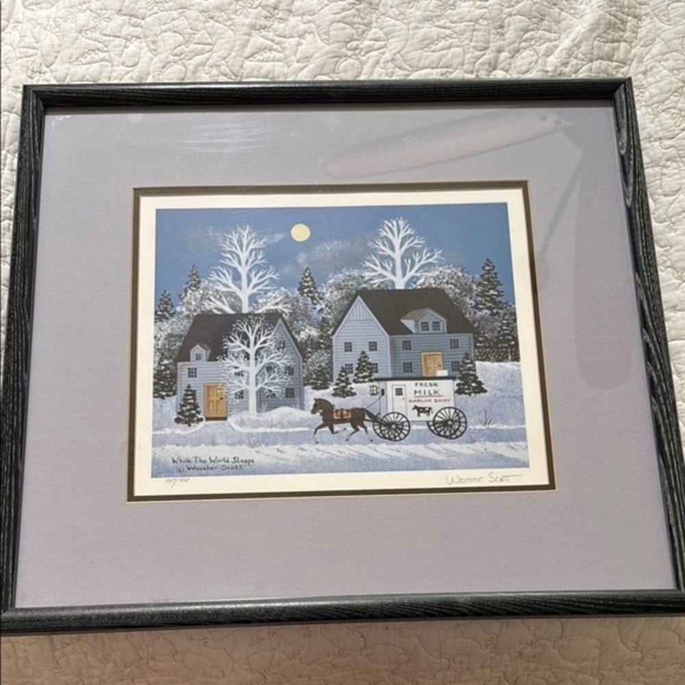 Wooster Scott signed lithograph. “While the world sleeps”